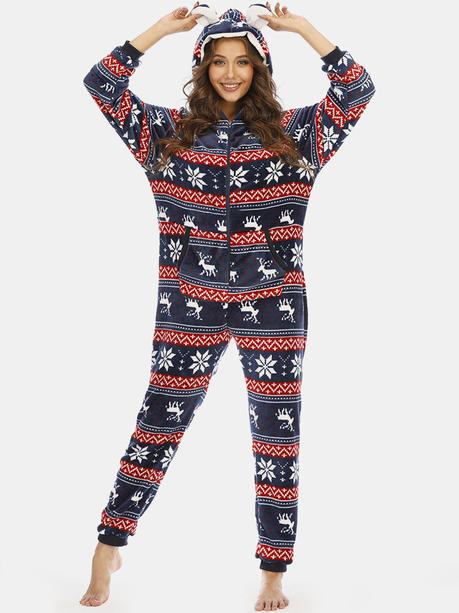 Newchic Women Christmas Snowflake Pajamas