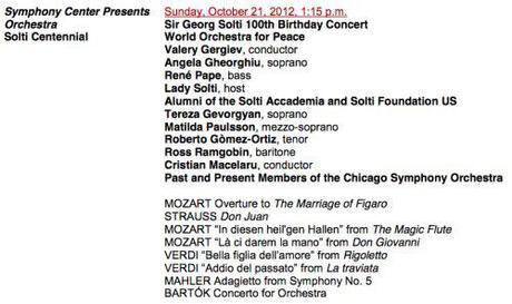 Program for the concert in Chicago, October 21