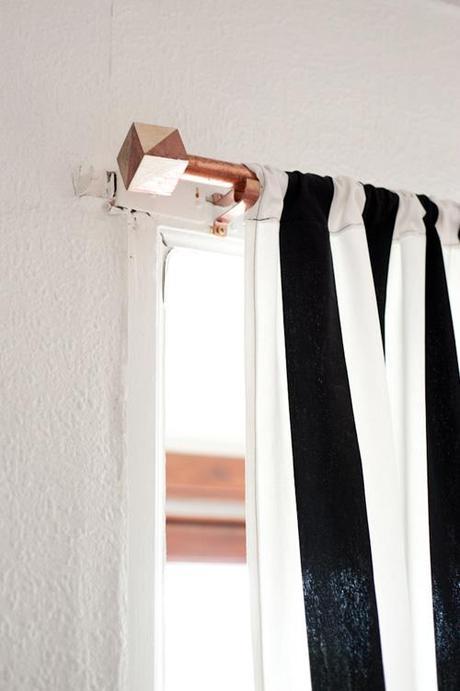 Geometric copper tubing curtain rod