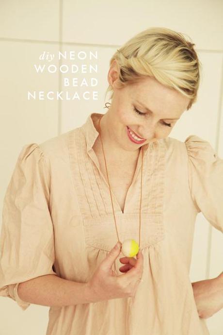 DIY neon wooden bead necklace