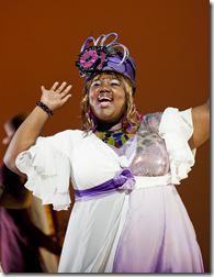 Jasondra Johnson (Velma) demonstrates “hattitude” in Regina Taylor’s 10th anniversary production of Crowns at Goodman Theatre. (photo credit: Liz Lauren)