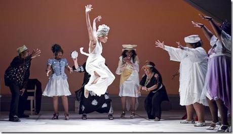 (Center) Yusha-Marie Sorzano (Ensemble) dances in Regina Taylor’s 10th anniversary production of Crowns at Goodman Theatre (photo credit: Liz Lauren).