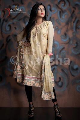 Mansha Latest Eid-ul-Fitre Embroidered Salwar Suit Collection 2012