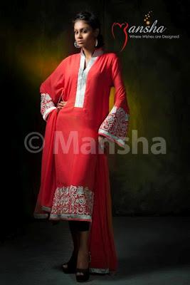 Mansha Latest Eid-ul-Fitre Embroidered Salwar Suit Collection 2012