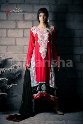 Mansha Latest Eid-ul-Fitre Embroidered Salwar Suit Collection 2012