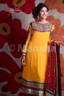 Mansha Latest Eid-ul-Fitre Embroidered Salwar Suit Collection 2012