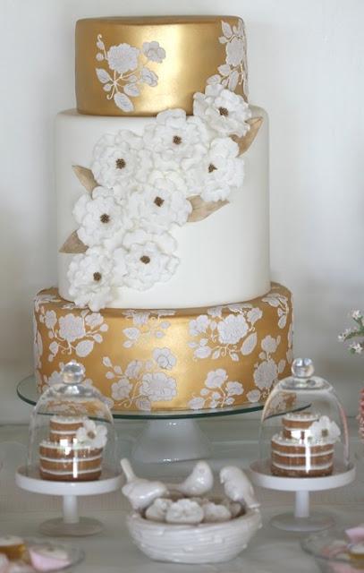 Beautiful Gold, Bird and Flowers Inspired Table by Cupcake