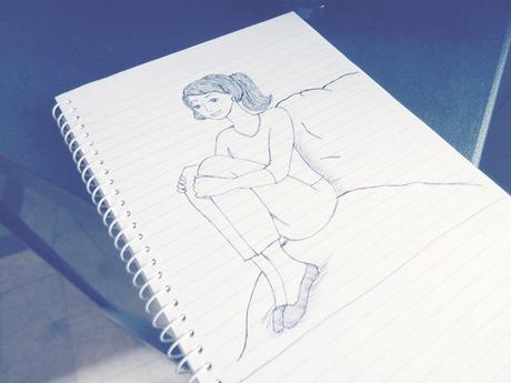 drawing of a girl sitting