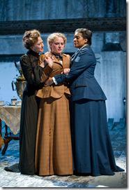 (left to right) Sisters Masha (Carrie Coon), Irina (Caroline Neff) and Olga (ensemble member Ora Jones) yearn for Moscow in Steppenwolf Theatre Company’s production of Anton Chekhov’s Three Sisters, adapted by ensemble member Tracy Letts, directed by ensemble member Anna D. Shapiro. 