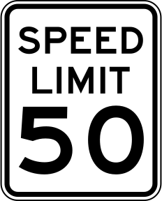 A typical speed limit sign in the United State...