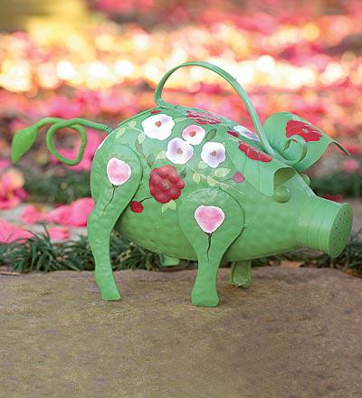 Folk Art Pig Watering Can