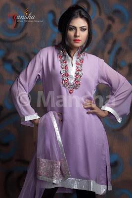 Stylish Salwar Kameez By Mansha Eid Collection 2012 For Women