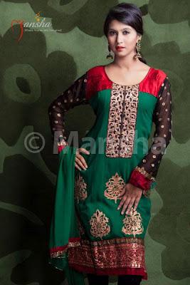 Stylish Salwar Kameez By Mansha Eid Collection 2012 For Women