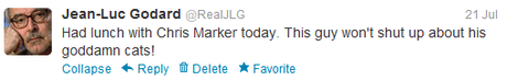 Jean-Luc Godard Twitter Parody Account (@RealJLG)