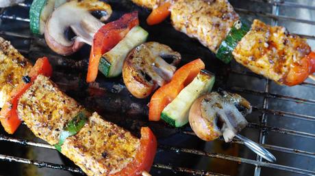 grilled vegetables skewered
