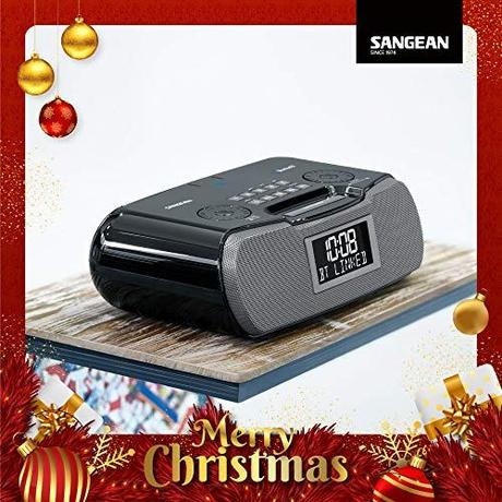 Sangean RCR-20 FM-RDS (RBDS) AM/Bluetooth/Aux-in/USB Phone Charging Digital Tuning Clock Radio with Battery Backup, Black, 13.8X 13.1x 4.9