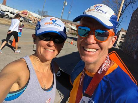 Mike Sohaskey and Evelyn in the home stretch of the Route 66 Marathon (mile 26.4)