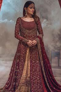 Maroon Back Train Lehenga Blouse