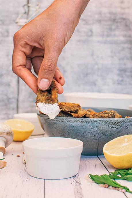 Vegan Aioli and Mushroom Nuggets