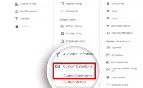 ga custom dimensions settings