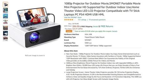 Pick up this 1080p mini projector for just $86 (28% off)