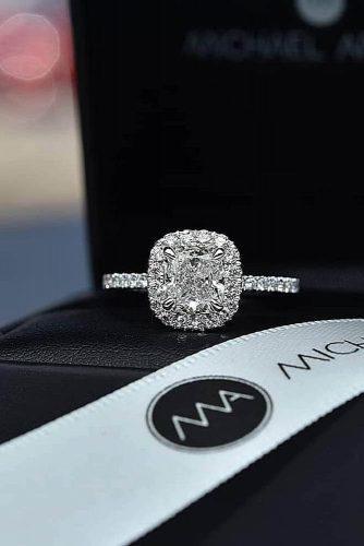 engagement ring trends 2019 diamond halo pave band white gold