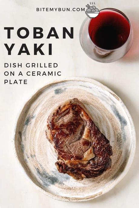 Toban yaki dish grilled on a ceramic plate