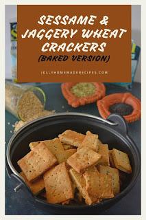 Sesame and Jaggery Wheat Crackers | Gud Paara (Baked and Stove Top Method)