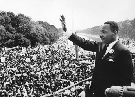 The Rev. Dr. Martin Luther King Jr. at the Lincoln Memorial during the March on Washington on Aug. 28, 1963.