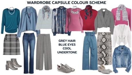 Wardrobe Capsule Colour scheme for blue eyes and grey hair
