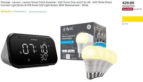 Grab the Lenovo Smart Clock Essential and 4 smart bulbs for just $29.99