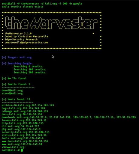 Harvester- OSINT tool