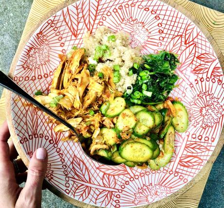 Korean Chicken Grain Bowls with Kimchi Cucumber Salad3 min read