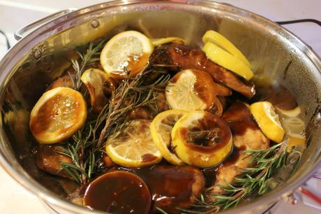 Roasted Lemon Rosemary Balsamic Chicken with a Pan Sauce