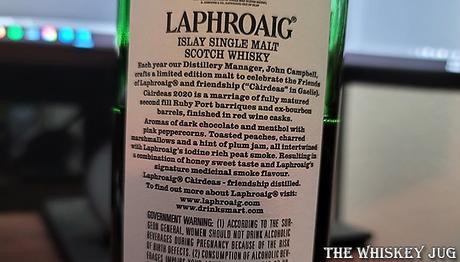 Laphroaig Cairdeas 2020 Back Label
