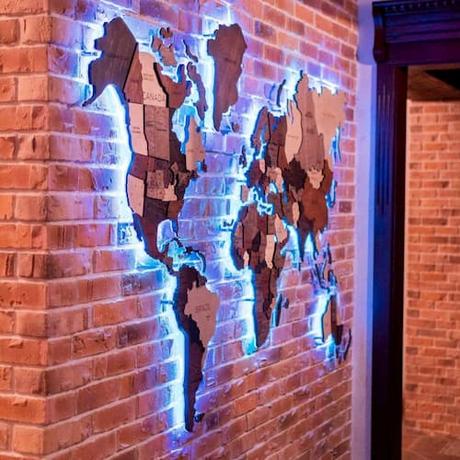 Acrylic 3D LED World Map for Wall