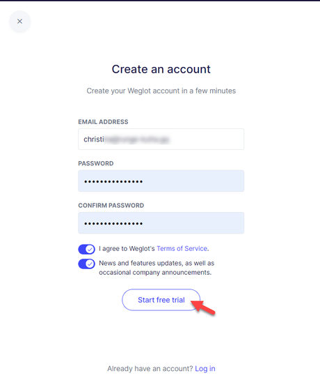 create weglot account