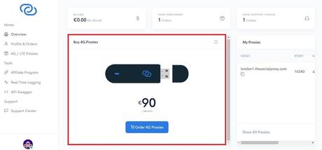 TheSocialProxy Review TheSocialProxy dashboard