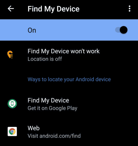 find my device setting find my device setting