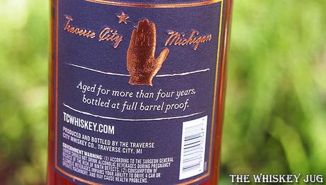 Traverse City Barrel Proof Bourbon Back Label