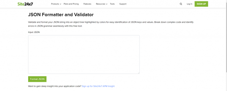SIte 24x7 JSON formatter online- best json tools