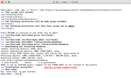 Install Homebrew on mac Install Homebrew on mac