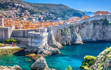 Aerial view at famous european travel destination in Croatia, Dubrovnik old town