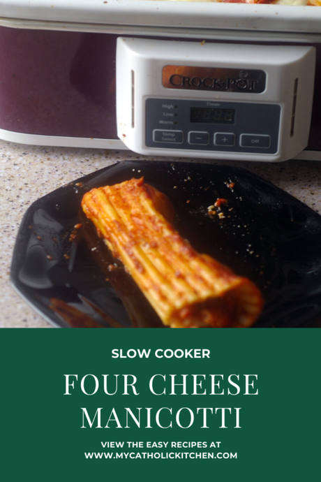 Slow Cooker Sunday Four Cheese Manicotti