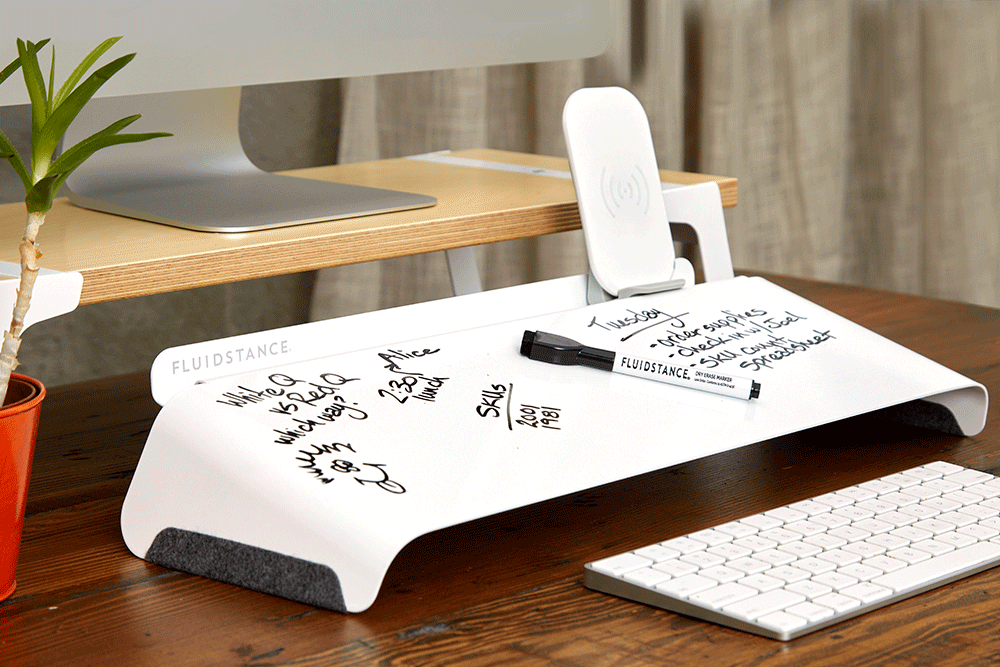 A noteworthy desk upgrade: Slope Desktop Whiteboard by Fluidstance
