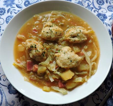 Ham & Vegetable Soup with Cheese Dumplings