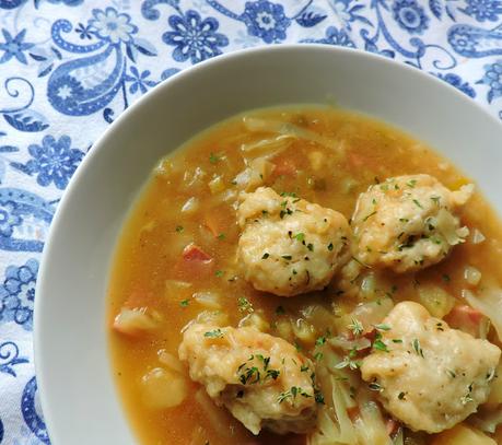 Winter Vegetable Soup with Cheese Dumplings