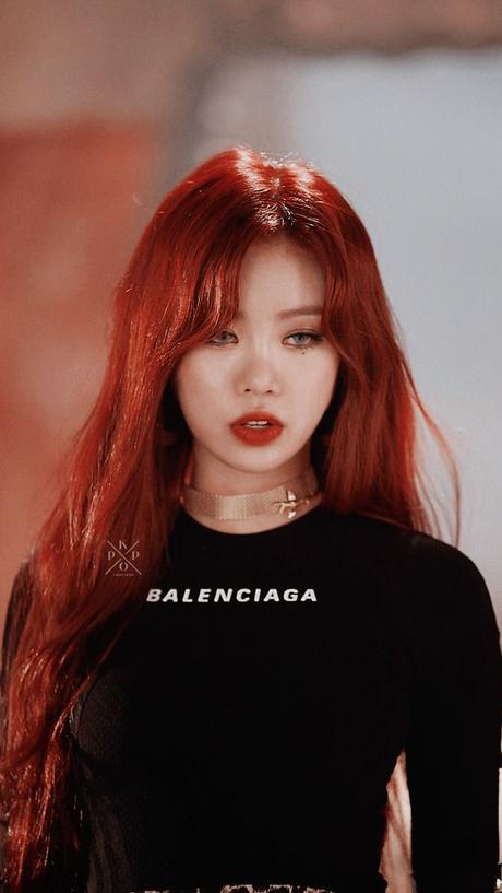 Soojin Wallpaper Lockscreen Gidle Nctawgi Dyed Red Hair Kpop Girls Aesthetic Girl