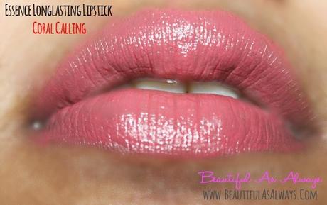 Essence Long Lasting Lipstick Coral Calling Review , Swatch , Price and
Buy in India