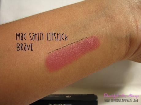 MAC Brave Lipstick Review , Swatch : MAC Satin Lipstick BRAVE